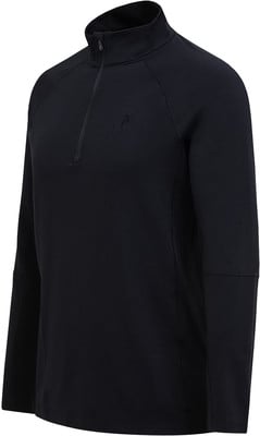 Schwarzes Herren-Sweatshirt mit kurzem Reißverschluss und Markenlogo auf der Brust.