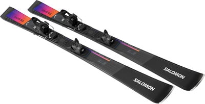 Salomon S/MAX Skier in Schwarz mit Farbverlauf an der Spitze. Salomon S/MAX Skier in Schwarz mit Farbverlauf an der Spitze.