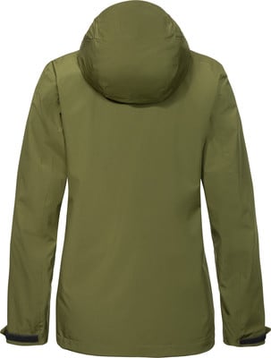Grüne Kapuzenjacke, Rückansicht, mit verstellbaren Bündchen. Grüne Kapuzenjacke, Rückansicht, mit verstellbaren Bündchen.