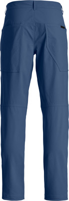 Blaue Hose mit großen Gesäßtaschen und Nähten an den Knien. Blaue Hose mit großen Gesäßtaschen und Nähten an den Knien.