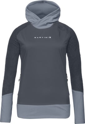 Damen dunkelgraues Fleece-Sweatshirt mit Kapuze und Martini-Logo. Damen dunkelgraues Fleece-Sweatshirt mit Kapuze und Martini-Logo.