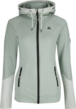 Damen hellgrüne durchgehende Reißverschluss-Kapuzenjacke mit Logo.