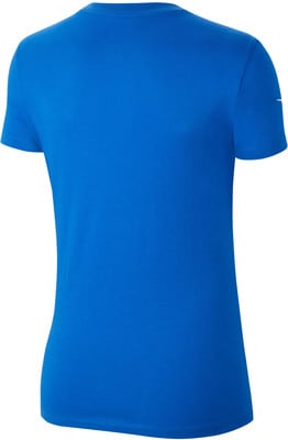 Blaues T-Shirt mit kurzen Ärmeln und Nike-Logo am Ärmel. Blaues T-Shirt mit kurzen Ärmeln und Nike-Logo am Ärmel.