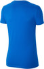 Blaues T-Shirt mit kurzen Ärmeln und Nike-Logo am Ärmel.