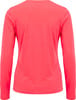 Rückansicht eines pinken Langarmshirts auf weißem Hintergrund.