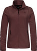 Dunkelweinrote Damen-Fleecejacke mit Reißverschluss und Logo.