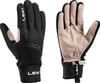Schwarze Leki-Handschuhe mit Lederhandfläche und Gore-Tex Infinium-Logo.