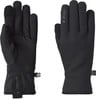 Zwei schwarze Spyder-Handschuhe, von außen und innen mit Logo gezeigt.