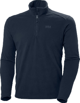 Dunkelblauer Fleece-Pullover mit kurzem Reißverschluss und HH-Logo.