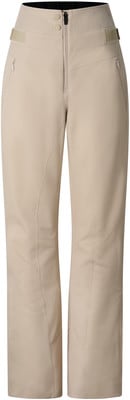 Beige Hose mit hohem Bund und Reißverschluss vorne. Beige Hose mit hohem Bund und Reißverschluss vorne.