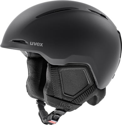 Schwarzer UVEX Skihelm mit Belüftung und verstellbarem Riemen. Schwarzer UVEX Skihelm mit Belüftung und verstellbarem Riemen.