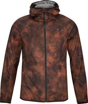 Herrenjacke mit Kapuze und durchgehendem Reißverschluss, bedruckt.