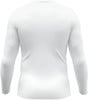Rückansicht eines weißen Langarmshirts.