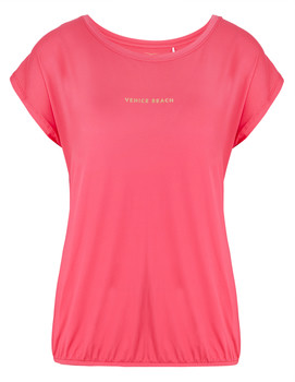 Rosa T-Shirt mit kurzen Ärmeln und Venice Beach Aufdruck.