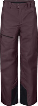Braune Skihose mit schwarzen Details und Reißverschlüssen.