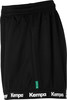Schwarze Sporthose mit Kempa-Logo am Saum und grünem Anhänger.