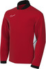 Rote Nike Jacke mit weißem Logo und schwarzem Kragen.