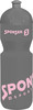 Graue Trinkflasche mit pinkem SPONSER-Logo und Schriftzug SPORT.