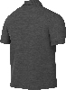 Rückansicht eines dunkelgrauen Poloshirts mit kurzen Ärmeln.