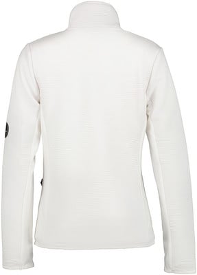 Bílá dámská bunda s dlouhým rukávem a zapínáním na zip, s jemným vzorem. Bílá dámská bunda s dlouhým rukávem a zapínáním na zip, s jemným vzorem.