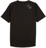 Schwarzes T-Shirt mit kurzen Ärmeln und Logo auf dem Rücken.
