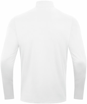Weißes Herren-Langarmshirt mit Stehkragen, Rückansicht. Weißes Herren-Langarmshirt mit Stehkragen, Rückansicht.