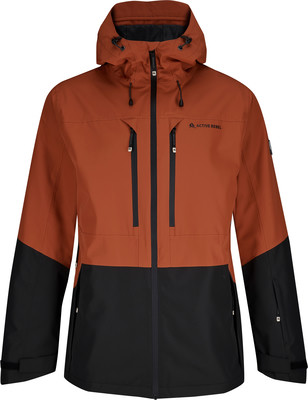 Herrenjacke mit Kapuze in Orange und Schwarz, ideal zum Skifahren. Herrenjacke mit Kapuze in Orange und Schwarz, ideal zum Skifahren.
