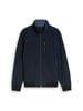 Sötétkék férfi dzseki fekete gallérral és szegéllyel.