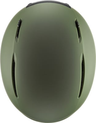 Grüner Helm mit Lüftungsschlitzen oben. Grüner Helm mit Lüftungsschlitzen oben.