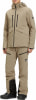 Herren beige Skijacke und Hose mit schwarzen Details und Logo.
