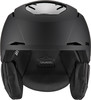 Schwarzer UVEX Skihelm mit glänzenden Elementen und weichen Ohrenschützern.