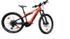 Orange KTM Fully E-Bike mit schwarzen Rädern und Details.