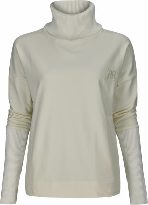 Damen-Pullover in Creme mit Rollkragen und AR-Logo auf der Brust. Damen-Pullover in Creme mit Rollkragen und AR-Logo auf der Brust.