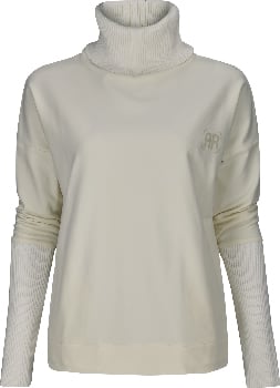 Damen-Pullover in Creme mit Rollkragen und AR-Logo auf der Brust.