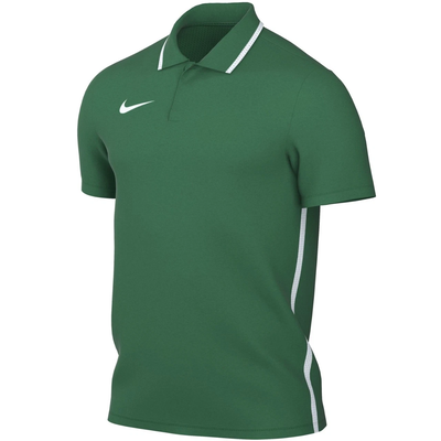 Grünes Nike Poloshirt mit weißem Logo und Streifen am Kragen und an den Seiten. Grünes Nike Poloshirt mit weißem Logo und Streifen am Kragen und an den Seiten.