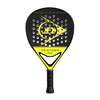 Černá tenisová raketa Dunlop Tristorm Pro se žlutými detaily.