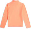 Orange Fleece Pullover mit langen Ärmeln und Stehkragen.