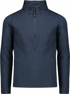Dunkelblaues Kinder-Langarmshirt mit kurzem Reißverschluss am Kragen. Dunkelblaues Kinder-Langarmshirt mit kurzem Reißverschluss am Kragen.