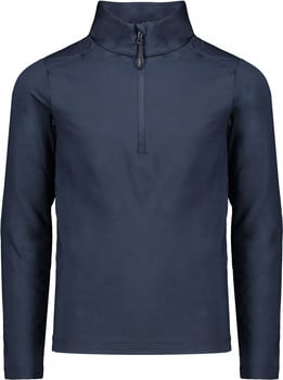 Dunkelblaues Kinder-Langarmshirt mit kurzem Reißverschluss am Kragen.