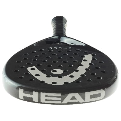 Schwarzer HEAD Padelschläger mit weißem Logo und Schriftzug SPEED. Schwarzer HEAD Padelschläger mit weißem Logo und Schriftzug SPEED.