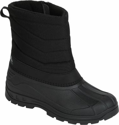 Schwarzer McKinley-Winterstiefel mit gestepptem Obermaterial und Gummisohle. Schwarzer McKinley-Winterstiefel mit gestepptem Obermaterial und Gummisohle.