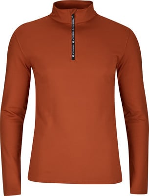 Orange Langarmshirt mit kurzem Reißverschluss am Kragen. Orange Langarmshirt mit kurzem Reißverschluss am Kragen.