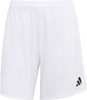 Weiße Sporthose mit schwarzem Adidas-Logo in der Ecke.