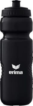 Schwarze Erima Sportflasche mit Logo und gerippter Oberfläche für besseren Halt.