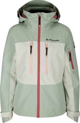 Damenjacke von Active Rebel in Pastellfarben mit pinkem Reißverschluss und Logo.