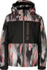 Schwarze Jacke mit rosa, grauem und weißem Druckmuster, Mc Kinley Logo.