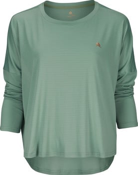 Damen hellgrünes Sportoberteil mit langen Ärmeln und feinem Muster.