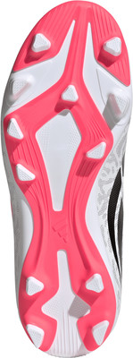 Fußballschuhsohle mit rosa und weißen Elementen und dreieckigen Stollen. Fußballschuhsohle mit rosa und weißen Elementen und dreieckigen Stollen.