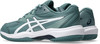 Grüne Asics Tennisschuhe mit weißem Logo und weißer Sohle.