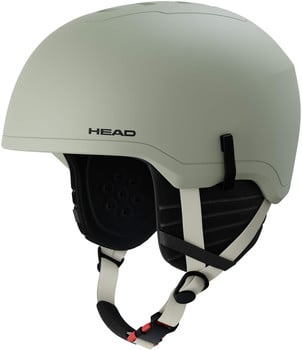 Ein hellgrüner HEAD Skhelm mit schwarzem Logo und verstellbaren Riemen.